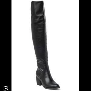 BP Thigh High Black Faux Leather Boots